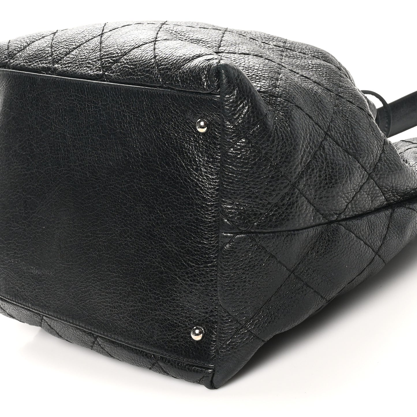 Glazed Calfskin On The Road Drawstring Tote Black