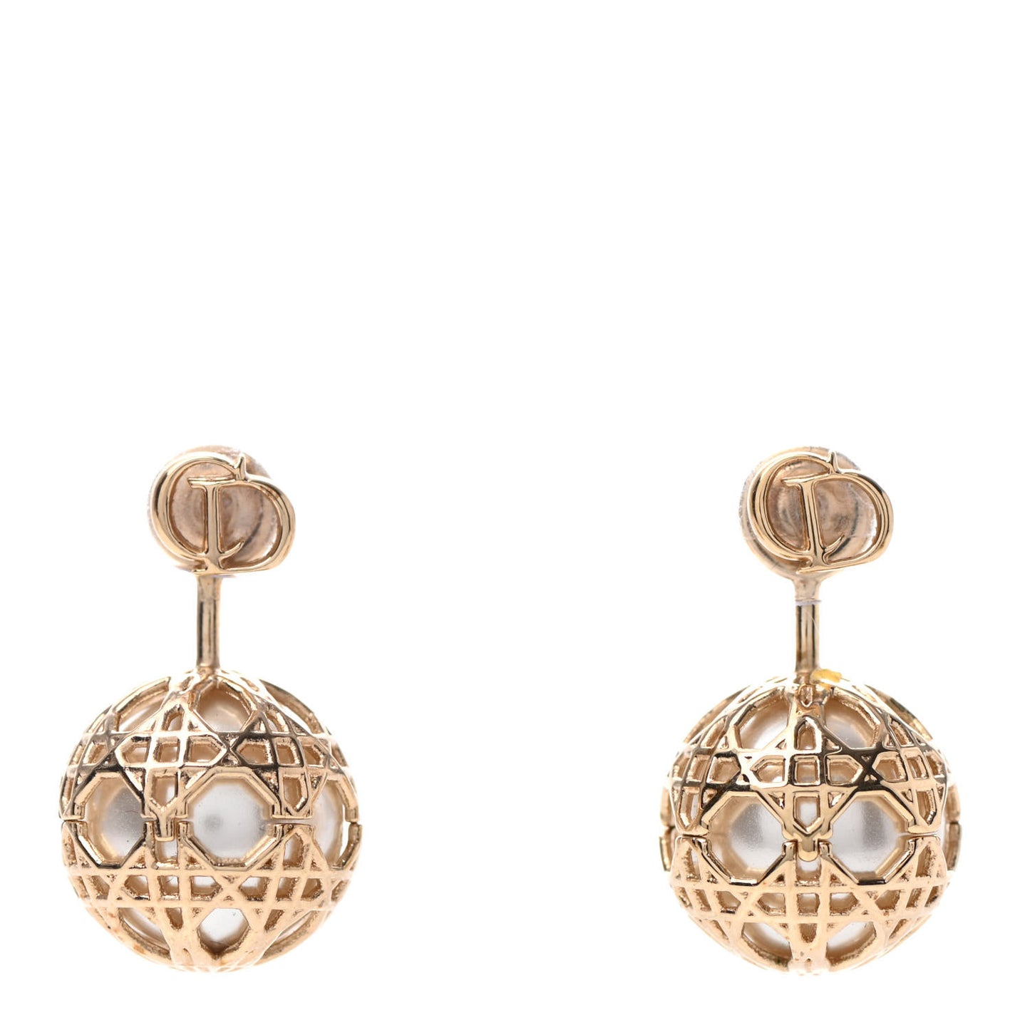 Pearl Secret Cannage Mise En Dior Tribales Earrings Gold
