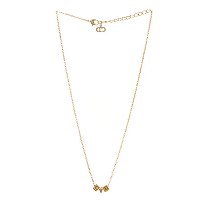 Christian Dior Crystal CD Cube Pendant Necklace Gold 3 of 4