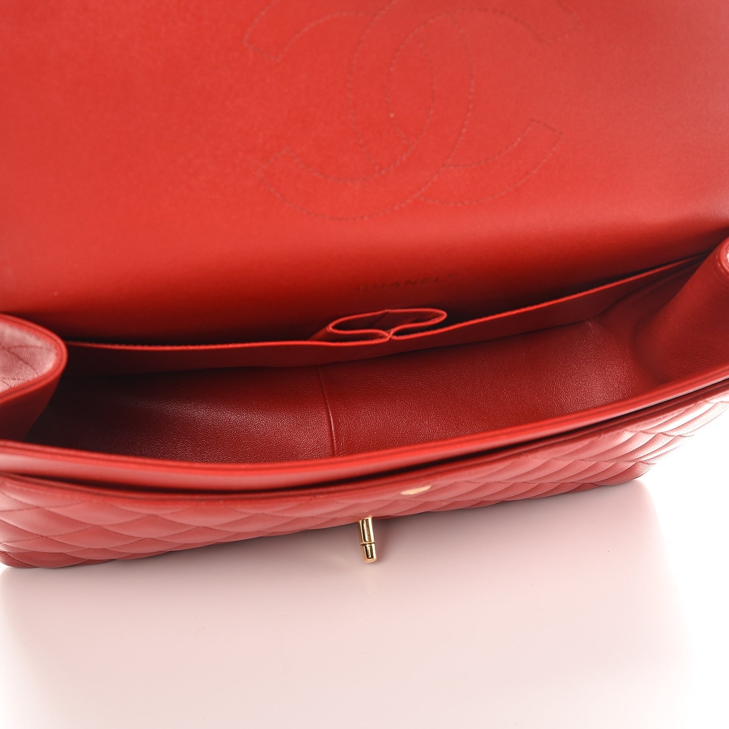 Lambskin Quilted Maxi Double Flap Red