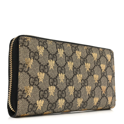 Gucci GG Supreme Monogram Bees Zip Around Wallet 3 of 8