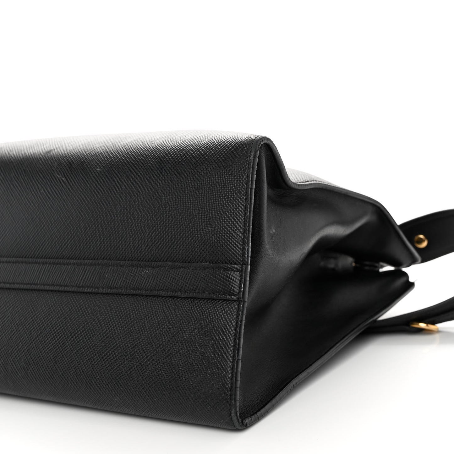 Saffiano Cuir Calfskin Medium Monochrome Top Handle Tote Black