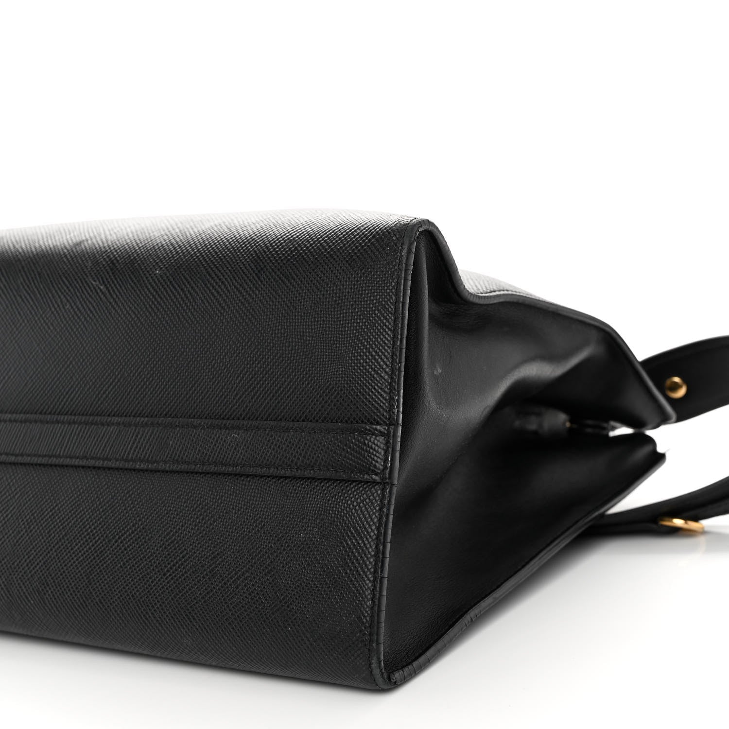 Prada Saffiano Cuir Calfskin Medium Monochrome Top Handle Tote Black 9 of 12