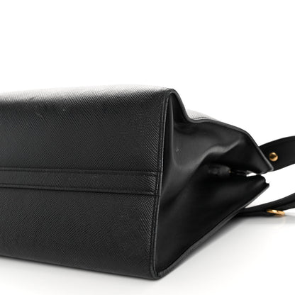 Prada Saffiano Cuir Calfskin Medium Monochrome Top Handle Tote Black 9 of 12