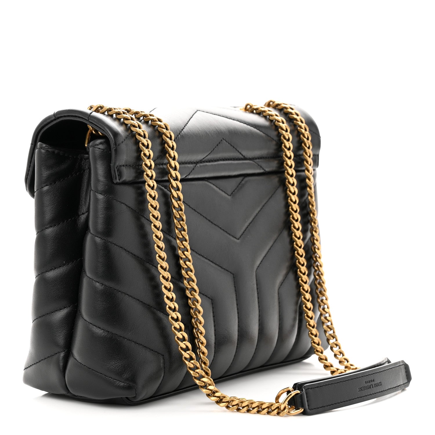 Saint Laurent Calfskin Y Quilted Monogram Small Loulou Chain Satchel Black 3 of 11
