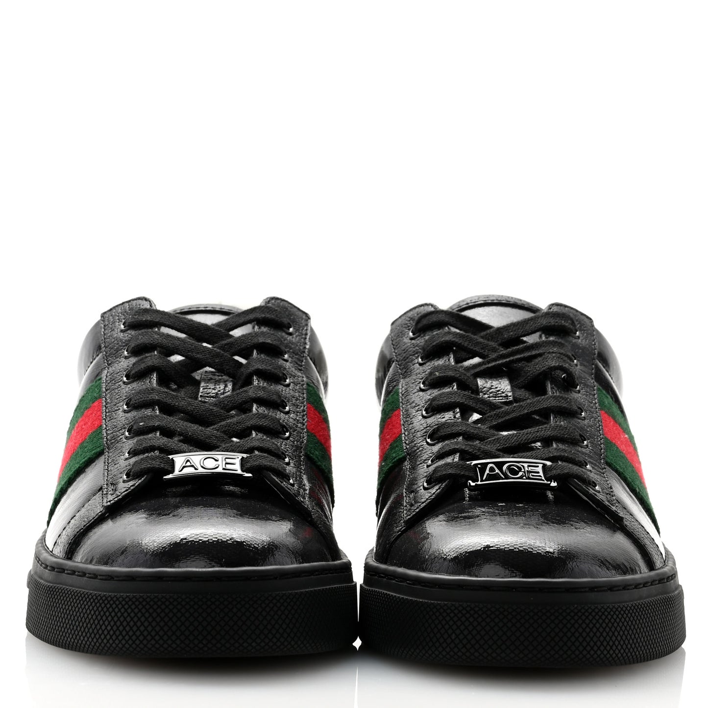 Crystal GG Monogram Web Womens New Ace Sneakers 36 Black