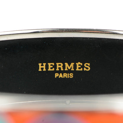 Hermes Enamel Printed Wide Tohu Bohu Bracelet 70 Orange 3 of 5