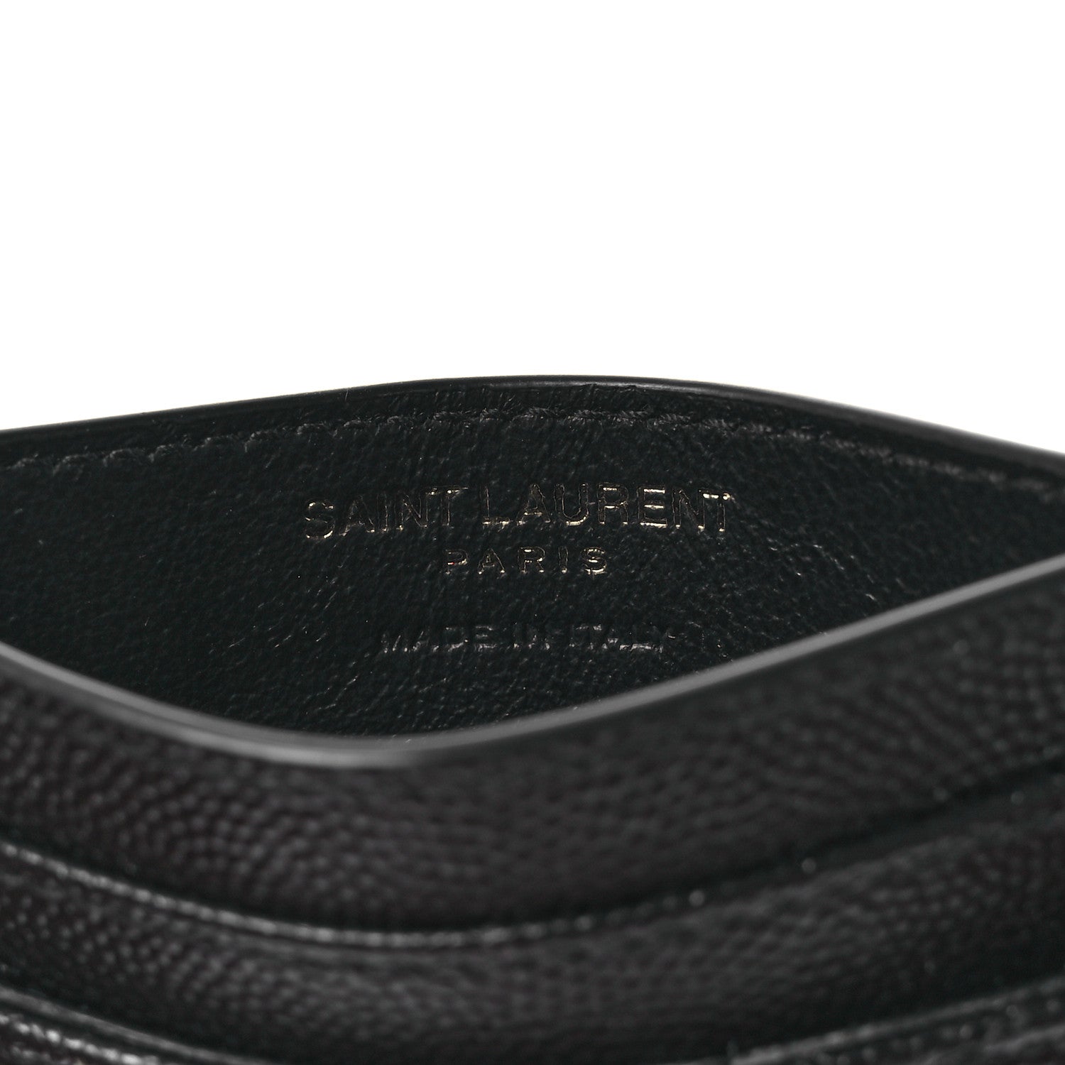 Saint Laurent Grain De Poudre Matelasse Chevron Monochrome Monogram Credit Card Case Black 6 of 8