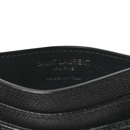 Saint Laurent Grain De Poudre Matelasse Chevron Monochrome Monogram Credit Card Case Black 6 of 8