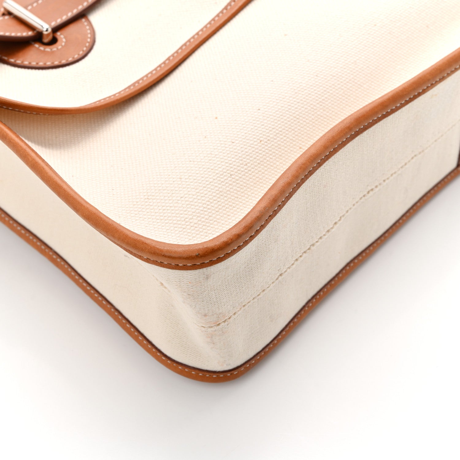 Hermes Toile Officier Natural Barenia Buenaventura Besace GM Ecru Fauve 12 of 13
