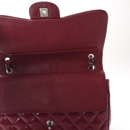 Chanel Distressed Patent Quilted Jumbo Double Flap Dark Red 15 of 15