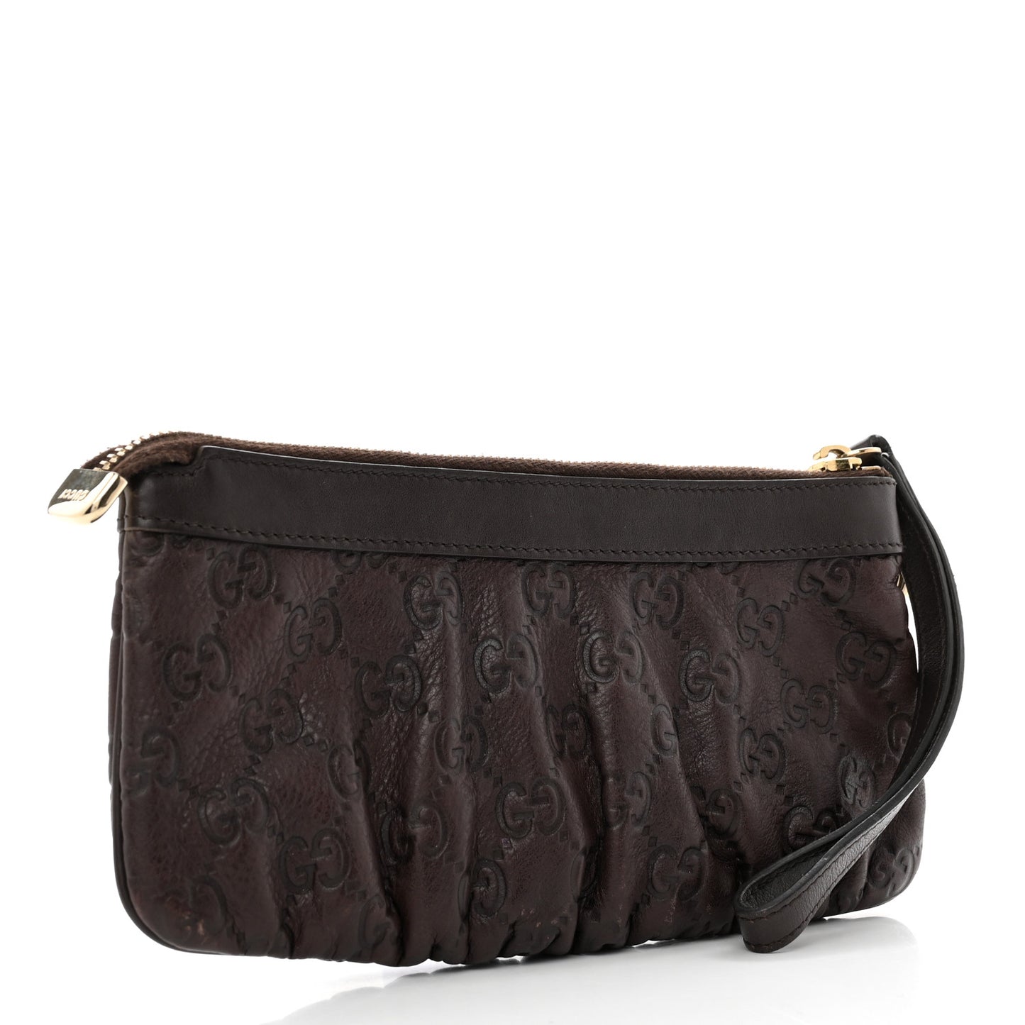 Guccissima Signature New Britt Wristlet Chocolate
