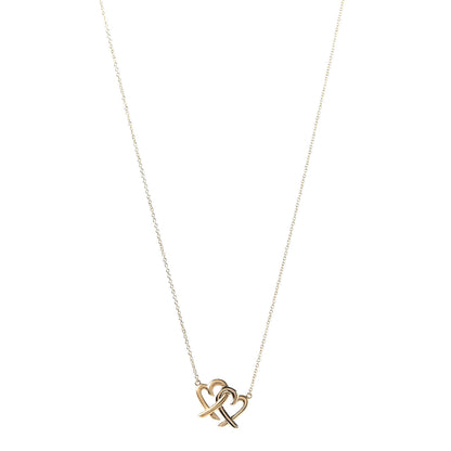 Tiffany 18K Yellow Gold Paloma Picasso Loving Heart Interlocking Pendant Necklace 1 of 6