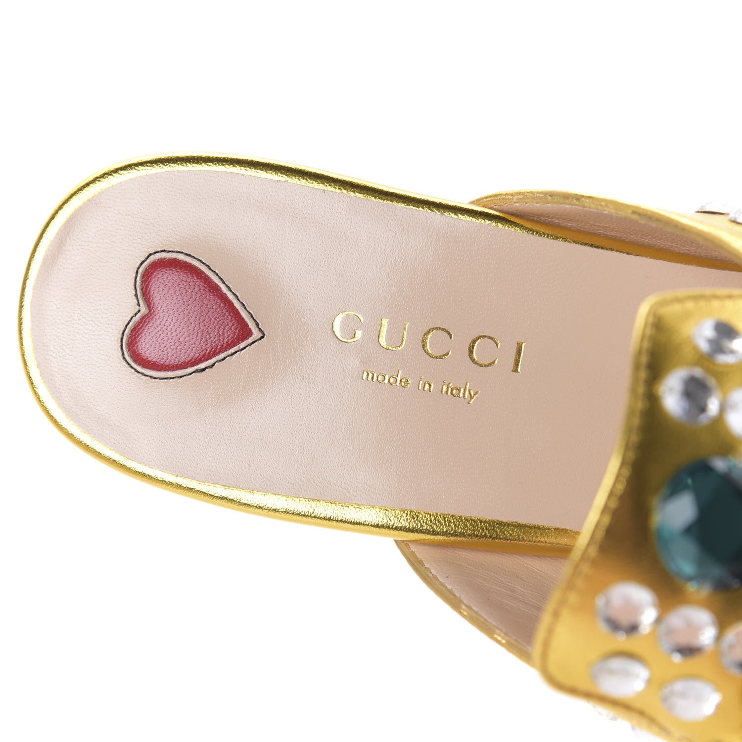 Gucci Metallic Nappa Crystal Womens Princetown Slippers 36.5 Gold 7 of 9