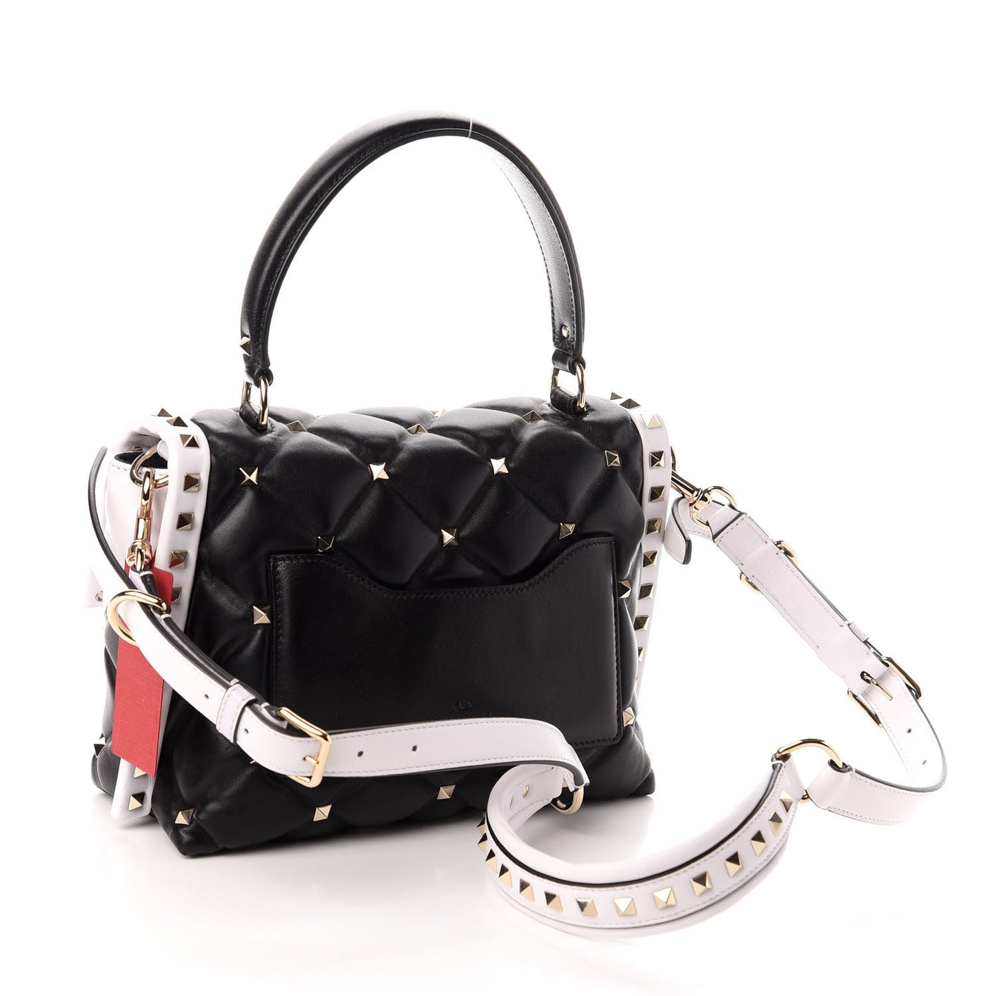 Nappa Medium Candystud Top Handle Bag White Black