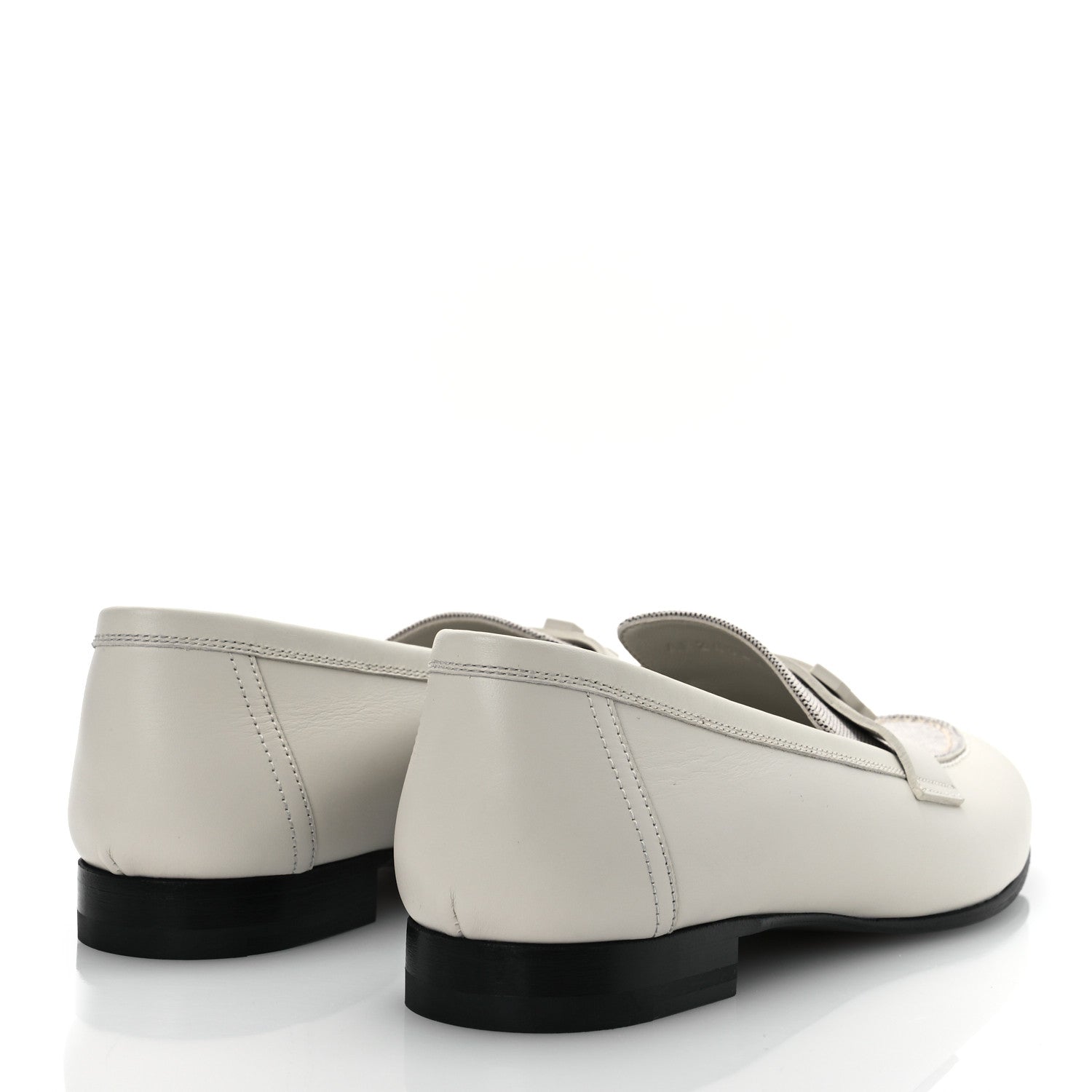 Hermes Calfskin H Canvas Womens Paris Loafers 38.5 Beige Glaise Prunoir 5 of 11