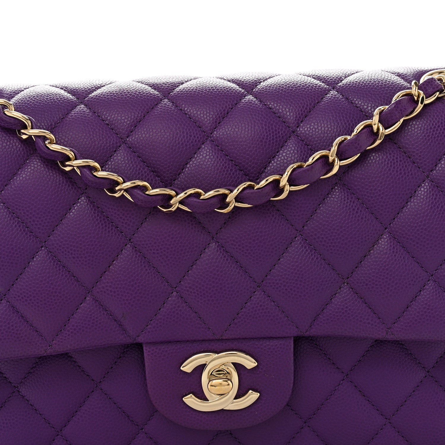 Chanel Caviar Quilted Medium Double Flap Purple 8 of 10
