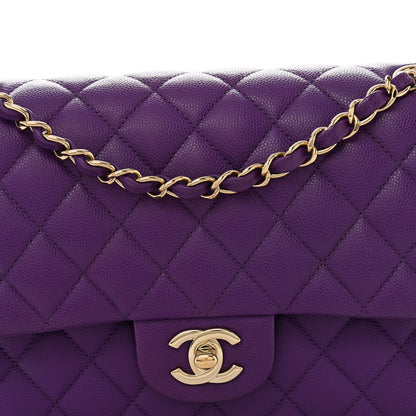 Chanel Caviar Quilted Medium Double Flap Purple 8 of 10