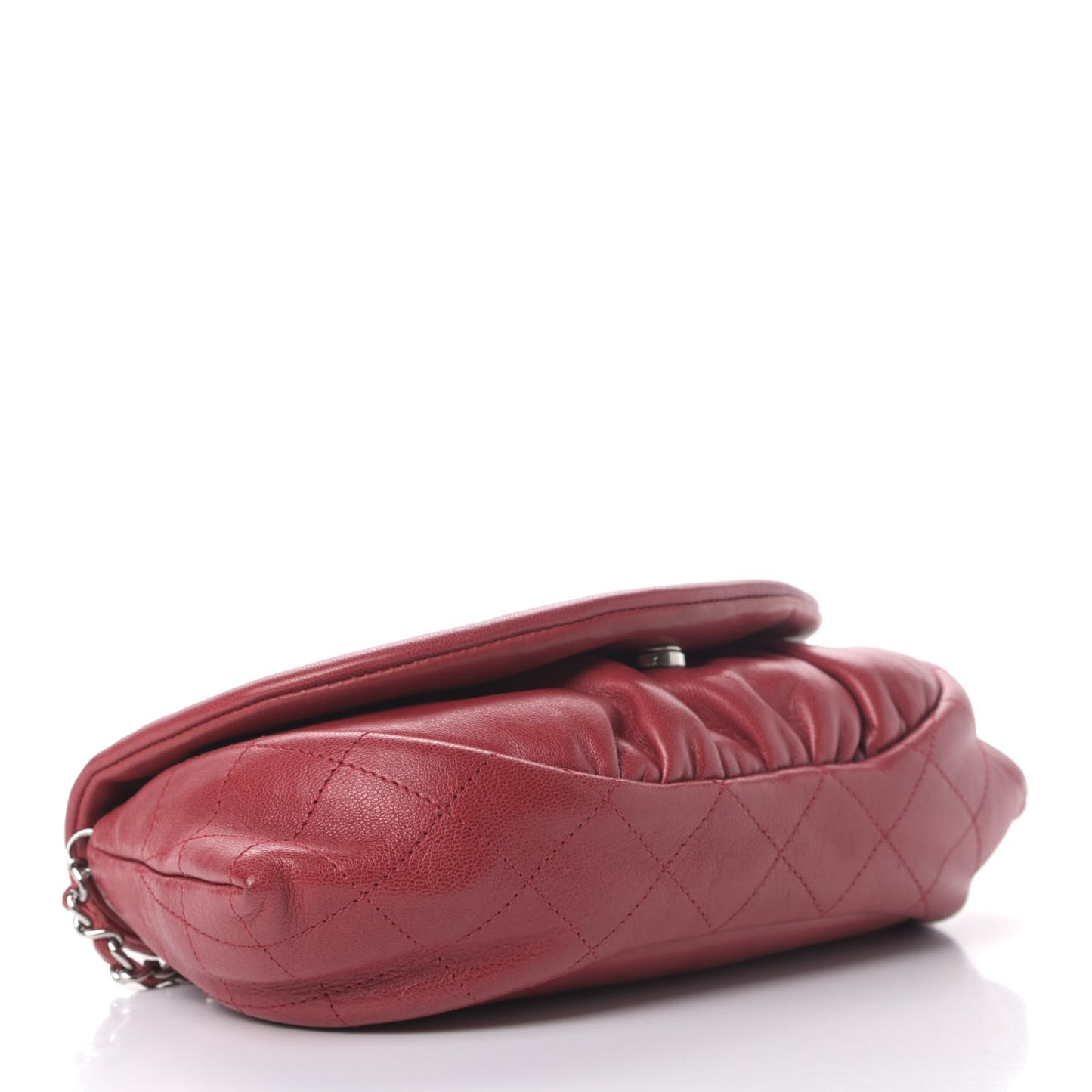 Lambskin Half Moon Wallet On Chain WOC Red