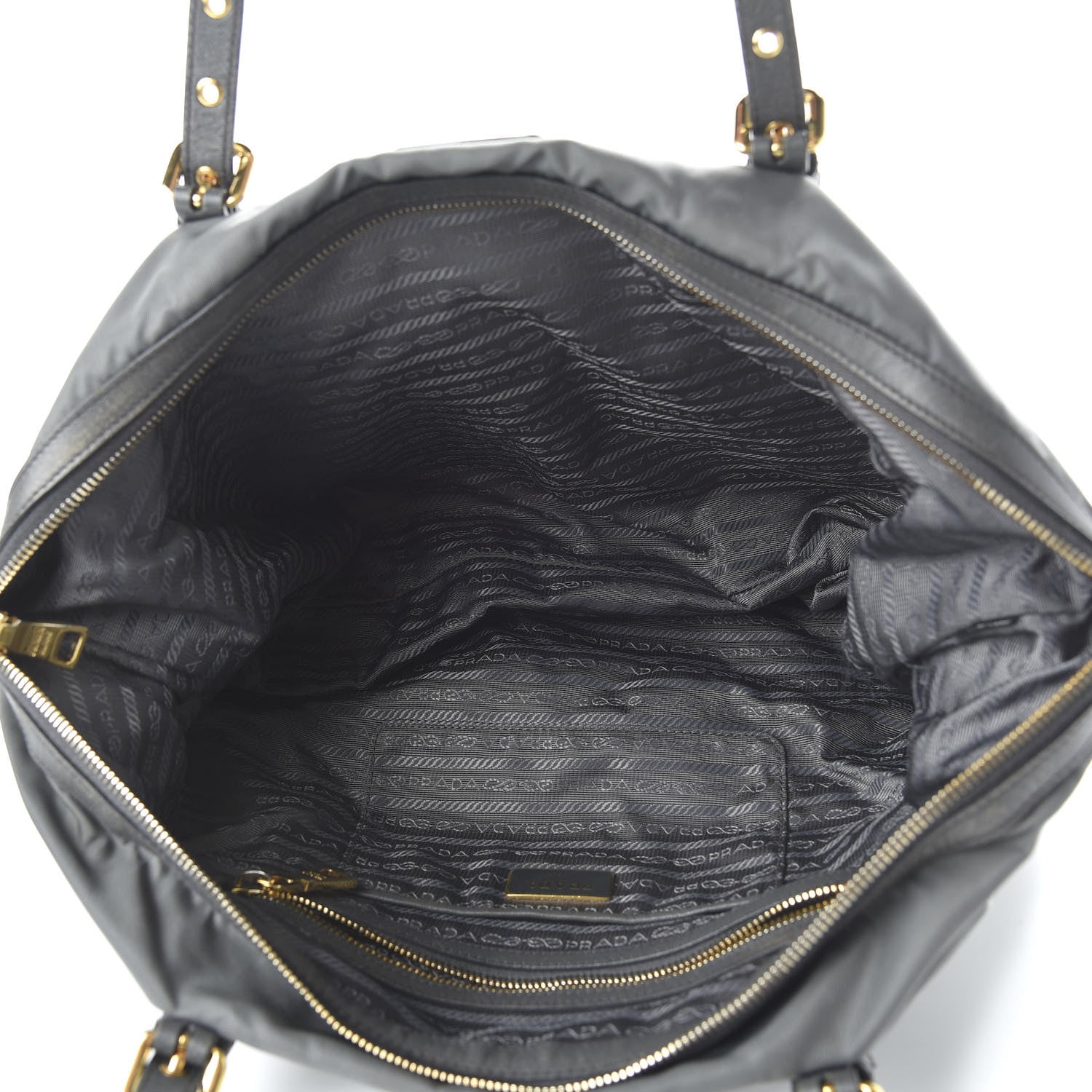 Prada Tessuto Nylon Saffiano Tote Grey 6 of 11