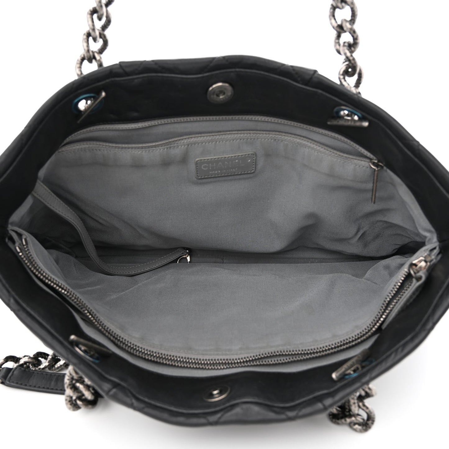 Calfskin Quilted Large Coco Pleats Tote Black