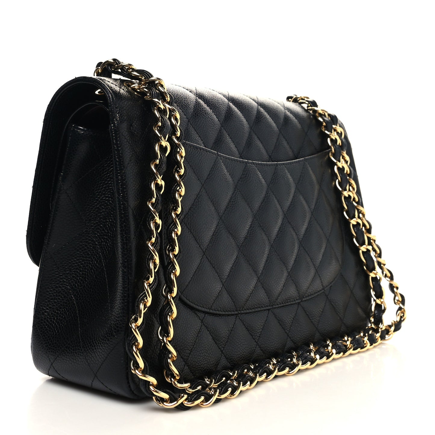 Caviar Quilted Jumbo Double Flap Black