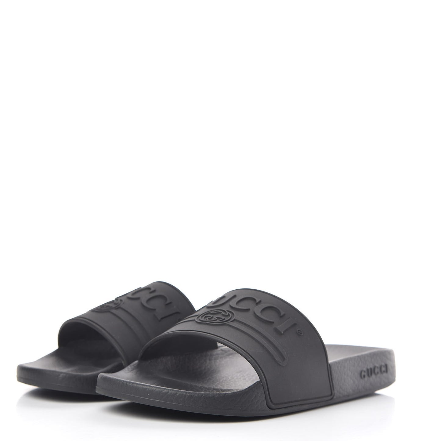 Rubber Logo Stamped Mens Slide Sandals 5 Black