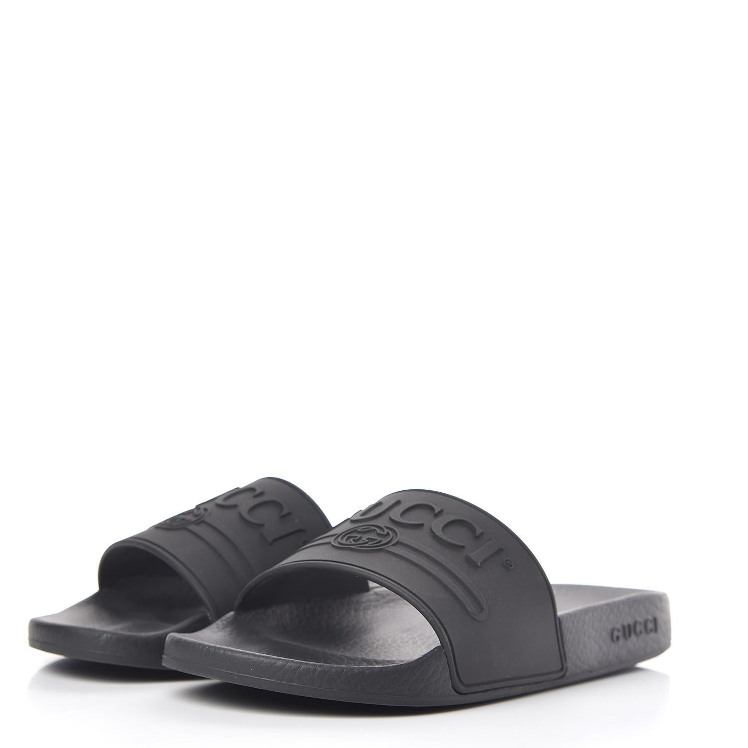 Gucci Rubber Logo Stamped Mens Slide Sandals 5 Black 3 of 8