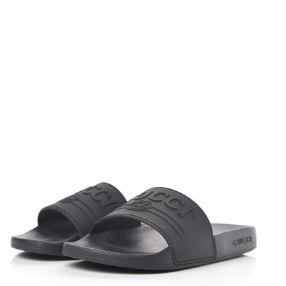 Gucci Rubber Logo Stamped Mens Slide Sandals 5 Black 3 of 8