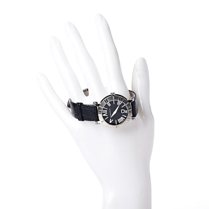 Tiffany 18K White Gold Alligator Diamond 30mm Atlas Quartz Watch Black 2 of 5