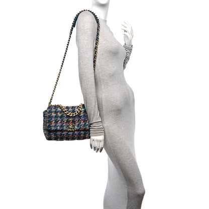 Chanel Tweed Quilted Medium Chanel 19 Flap Dark Multicolor 2 of 10