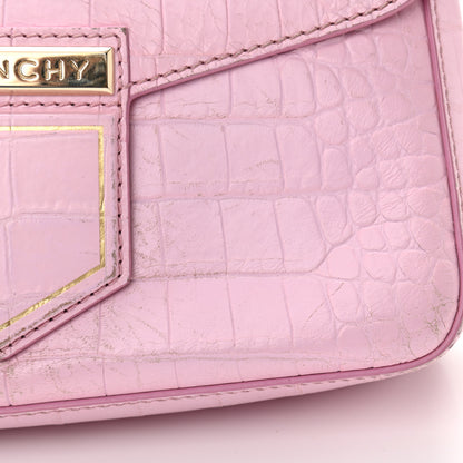 Givenchy Calfskin Crocodile Embossed Small Nobile Shoulder Bag Pink 10 of 14