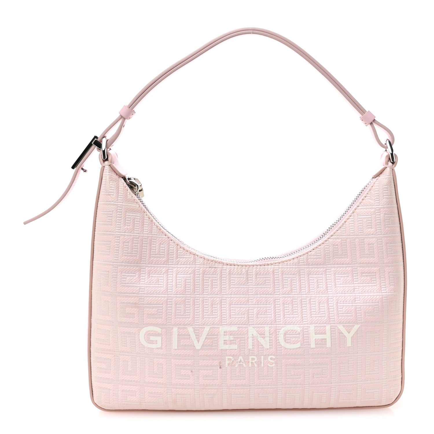 Givenchy Coated Canvas Logo 4G Embossed Small Moon Cut Out Shoulder Bag Blossom Pink 1 of 13