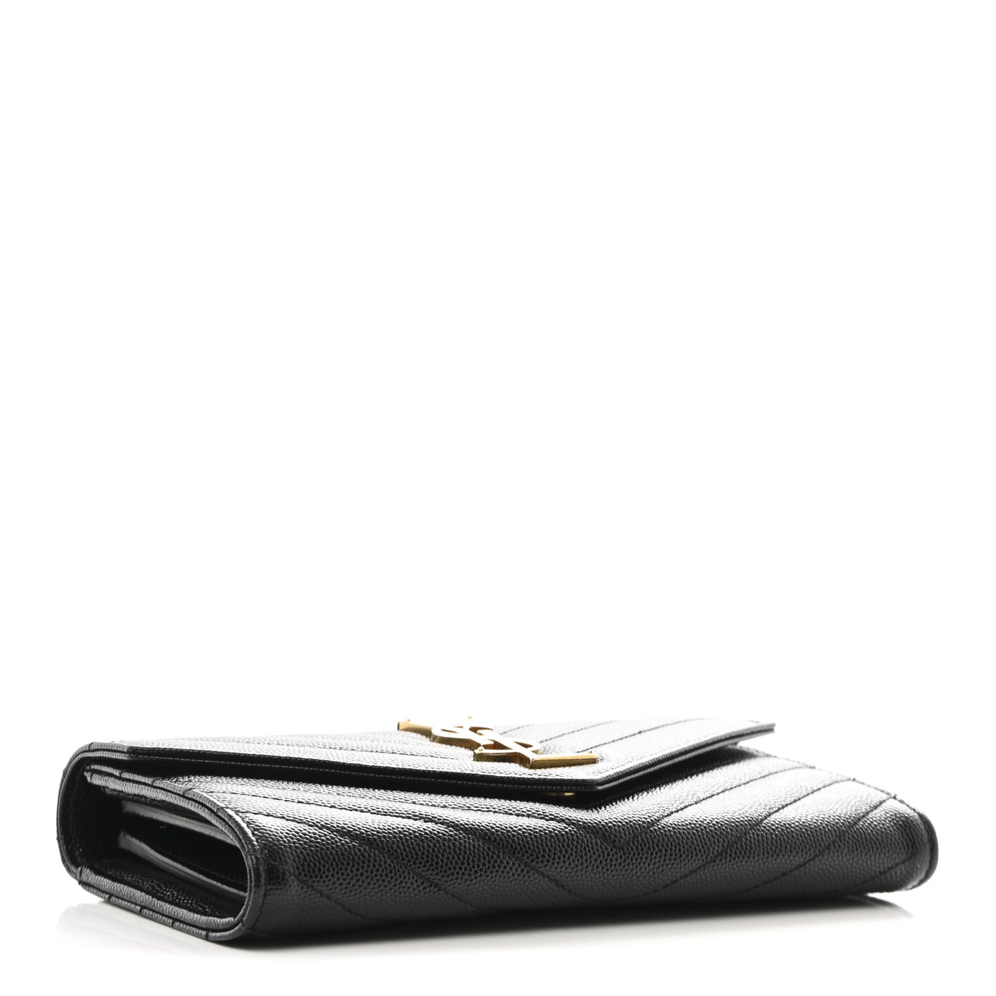 Grain De Poudre Matelasse Chevron Monogram Flap Wallet Black