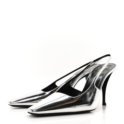 Saint Laurent Patent Tom 90 Dream Slingback Pumps 40 Argento 4 of 8