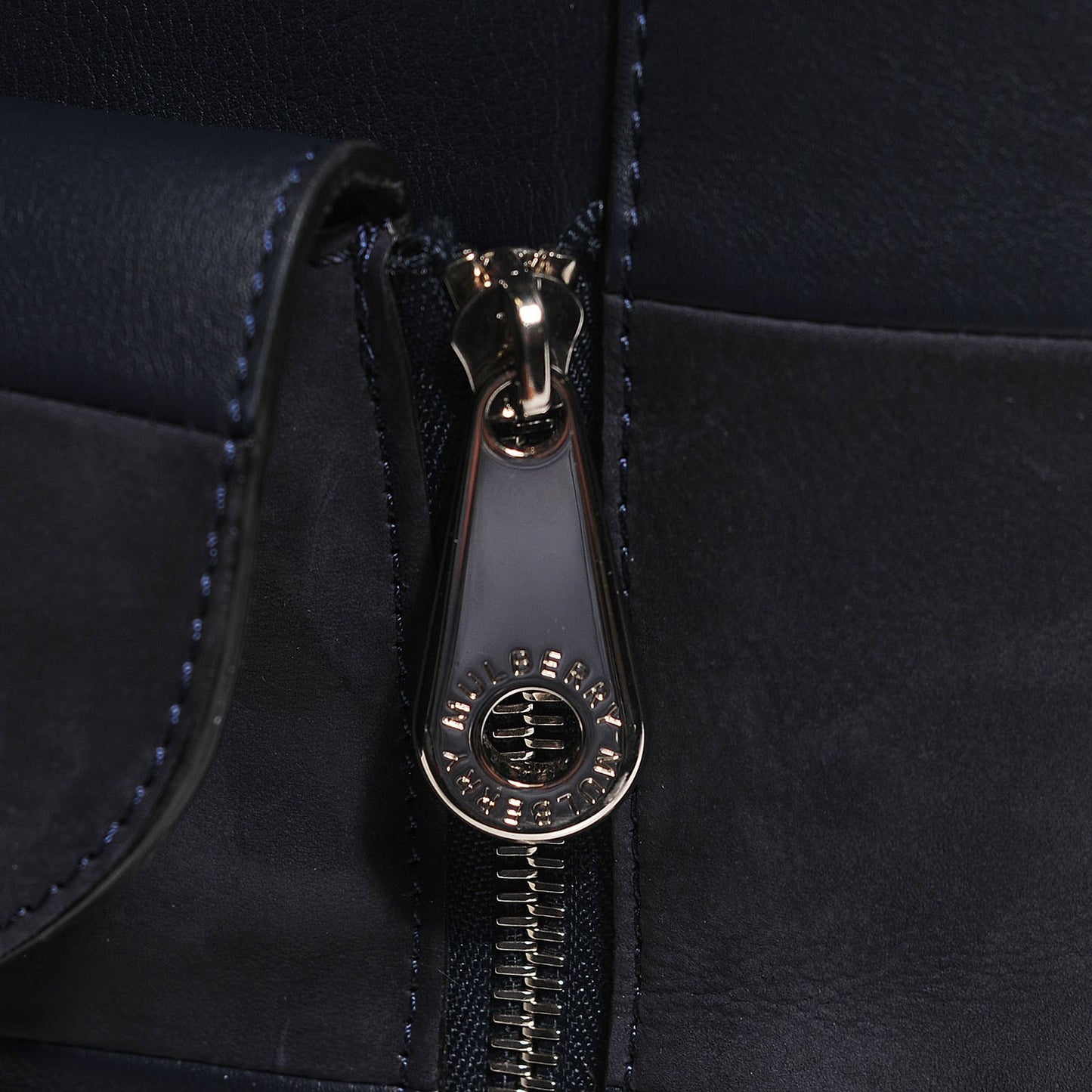 Silky Calf Nubuck Stripe Medium Willow Tote Midnight Blue