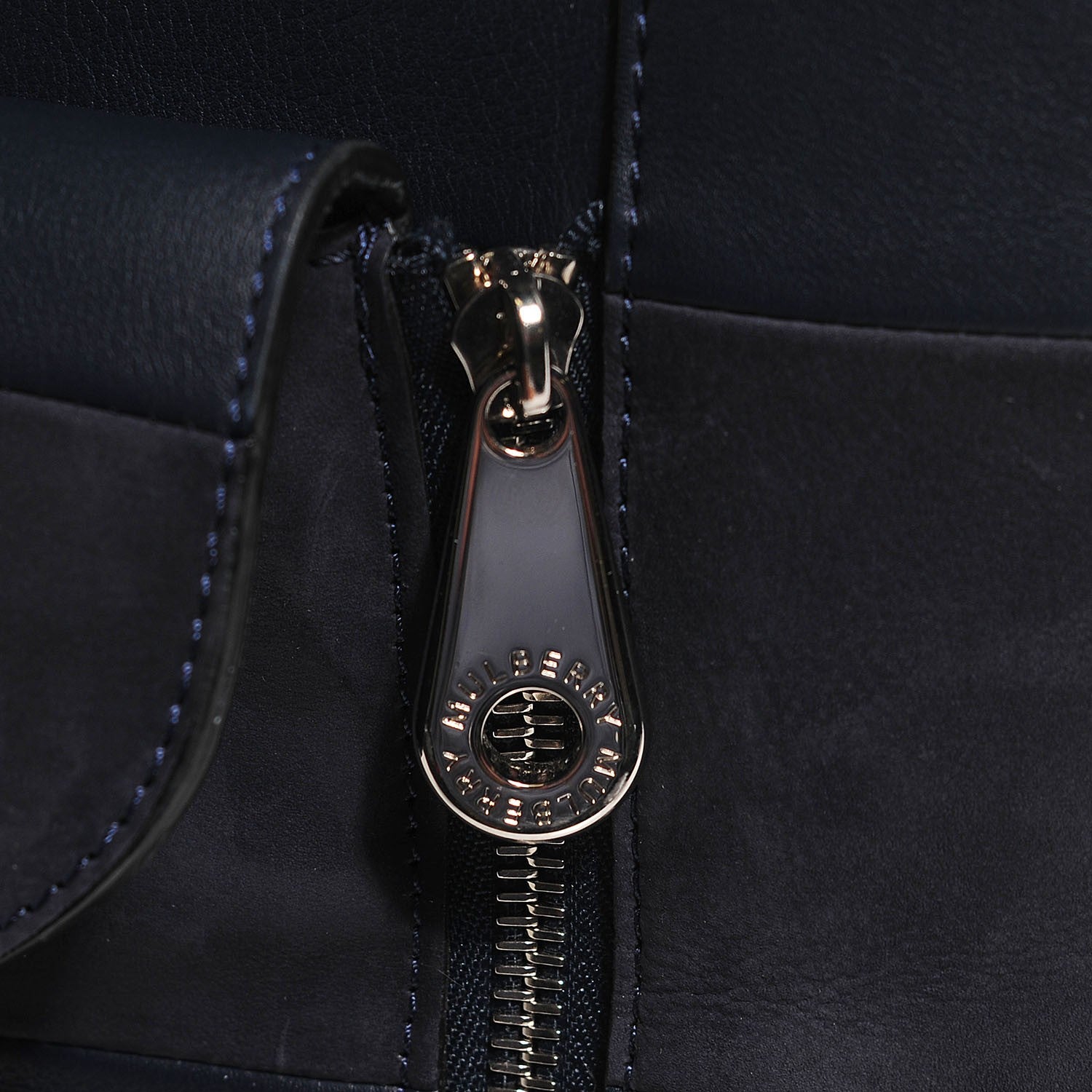 Mulberry Silky Calf Nubuck Stripe Medium Willow Tote Midnight Blue 10 of 12