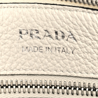 Prada Vitello Daino Soft Zippered Shoulder Bag White 7 of 8