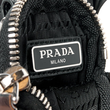Prada Spazzolato Rois Nylon Metal Triangle Logo Monolith Pouch Pocket 55mm Boots 38.5 Black 8 of 11