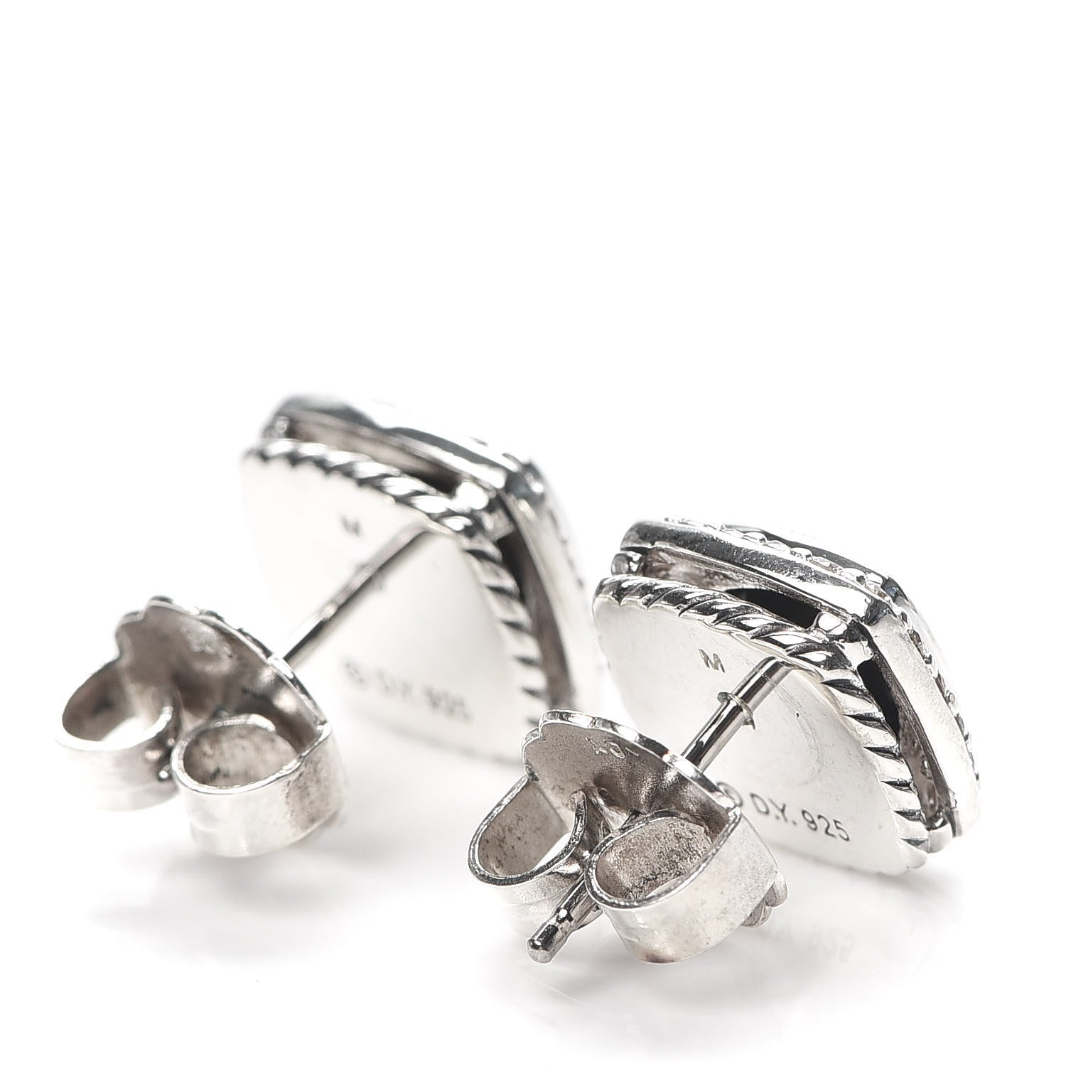 David Yurman Sterling Silver Diamond Black Onyx 7mm Petite Albion Earrings 3 of 5