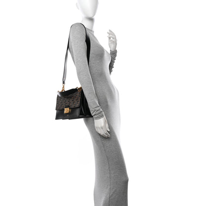 Fendi Vitello Liberty Bi-Color FF 1974 Embossed Kan U Shoulder Bag Black Maya 2 of 13