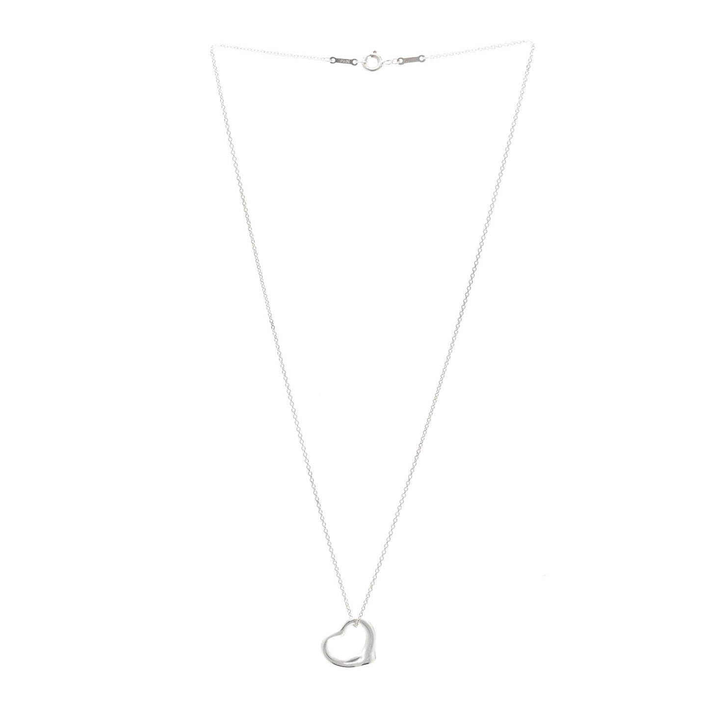 Sterling Silver 16mm Elsa Peretti Open Heart Pendant Necklace
