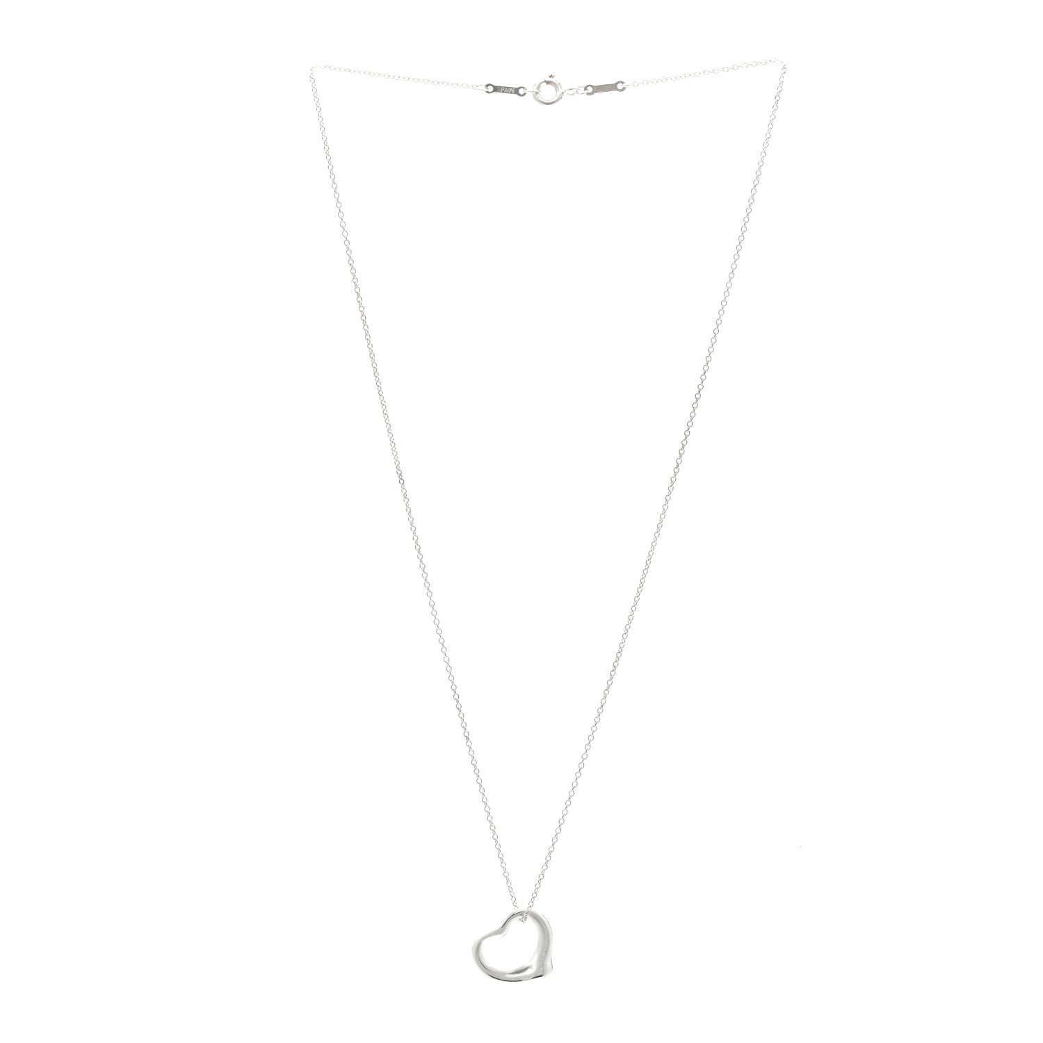 Tiffany Sterling Silver 16mm Elsa Peretti Open Heart Pendant Necklace 3 of 5