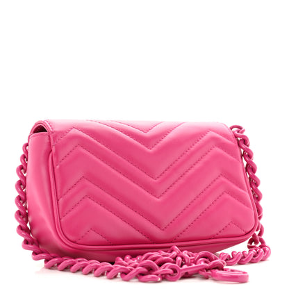Gucci Calfskin Matelasse Monochrome GG Marmont Chain Belt Bag 80 32 Classic Fuxia 3 of 11