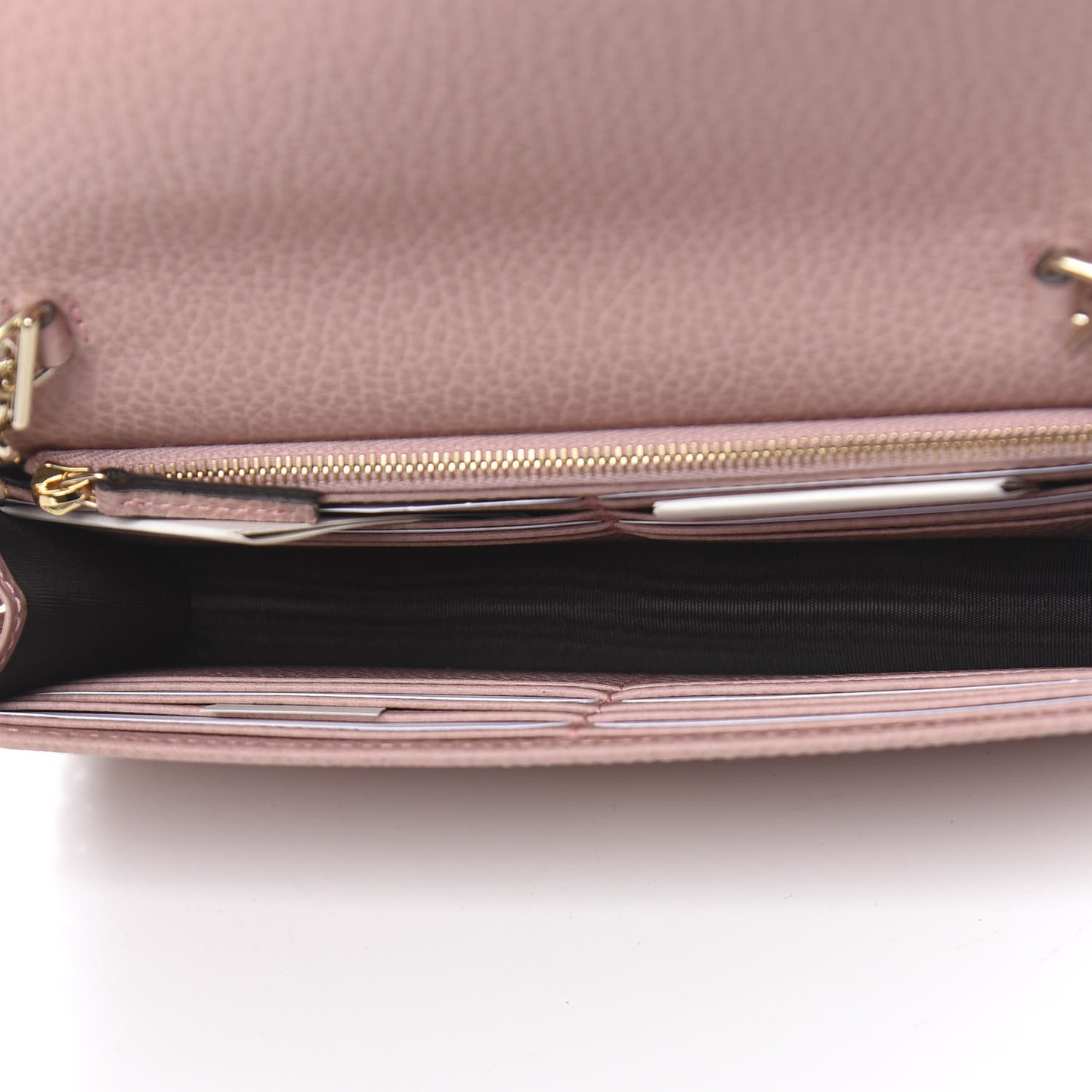 Dollar Calfskin Interlocking G Chain Wallet Soft Pink