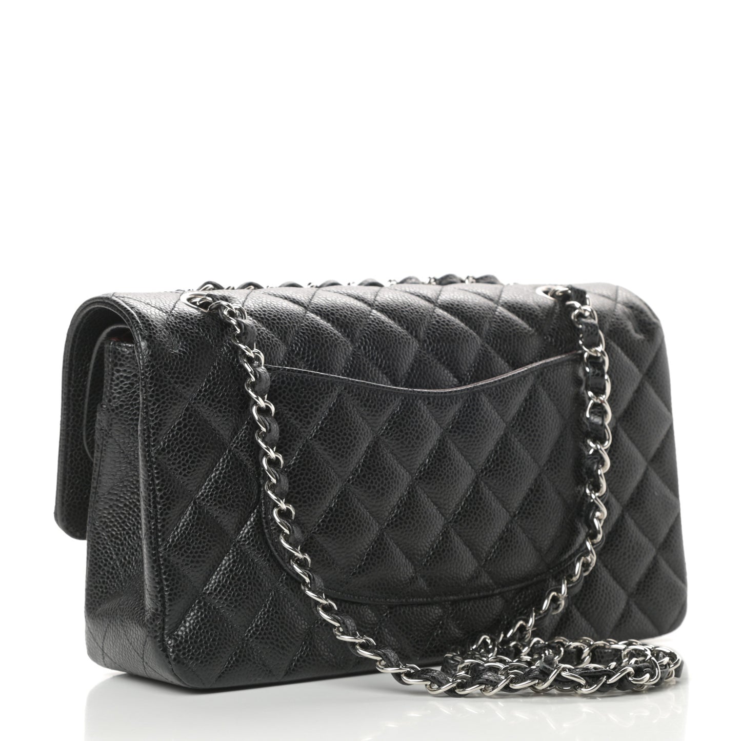 Caviar Quilted Medium Double Flap Black
