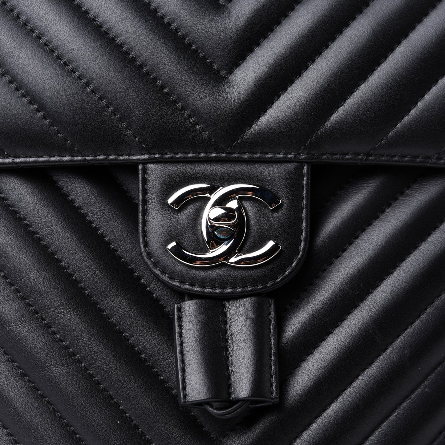 Calfskin Chevron Quilted Small Urban Spirit Backpack Black