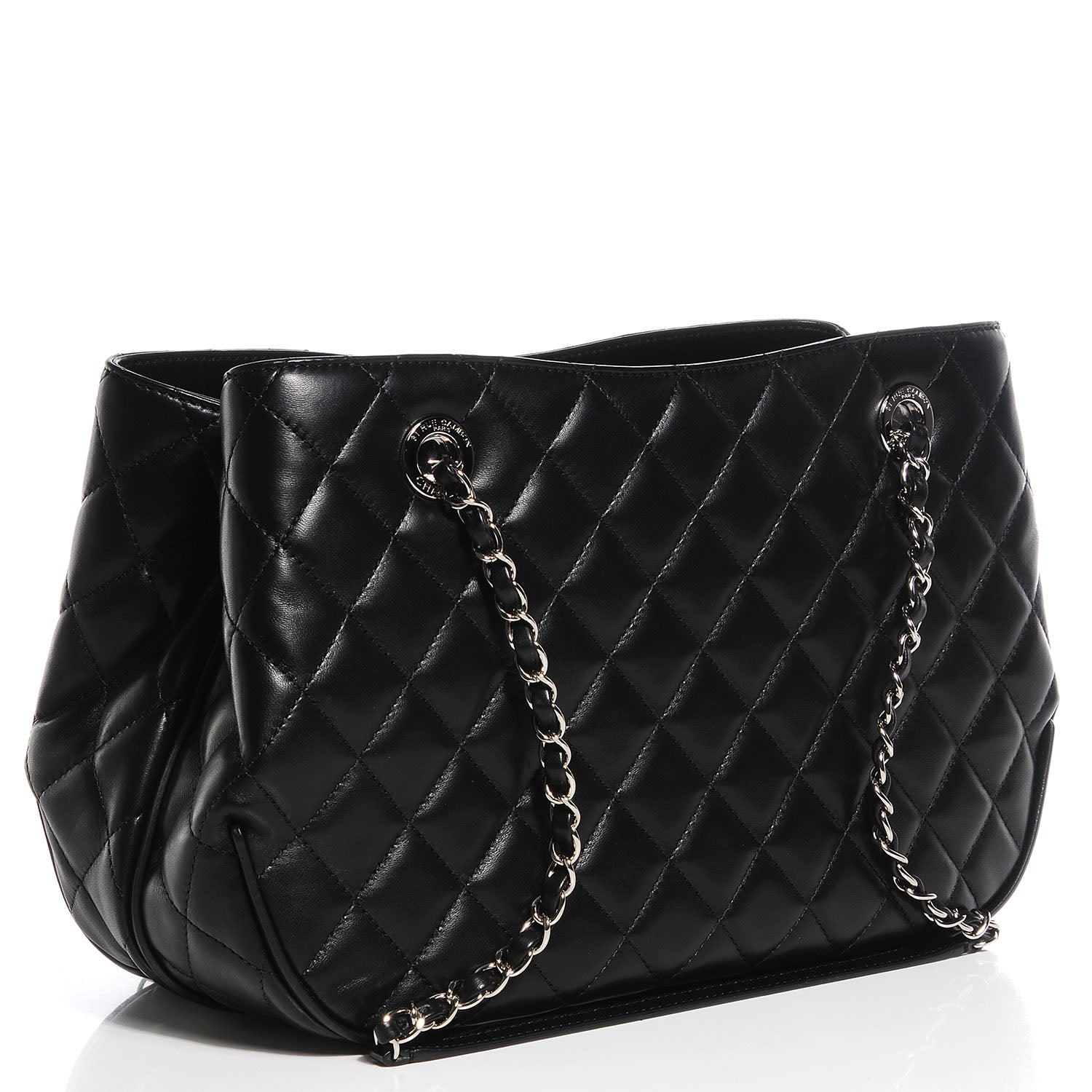 Chanel Lambskin Quilted Pagode Piping Tote Black 3 of 8