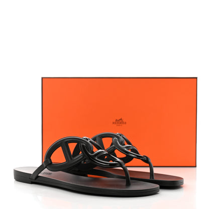 Hermes Rubber Womens Egerie Sandals 38 Black 9 of 9