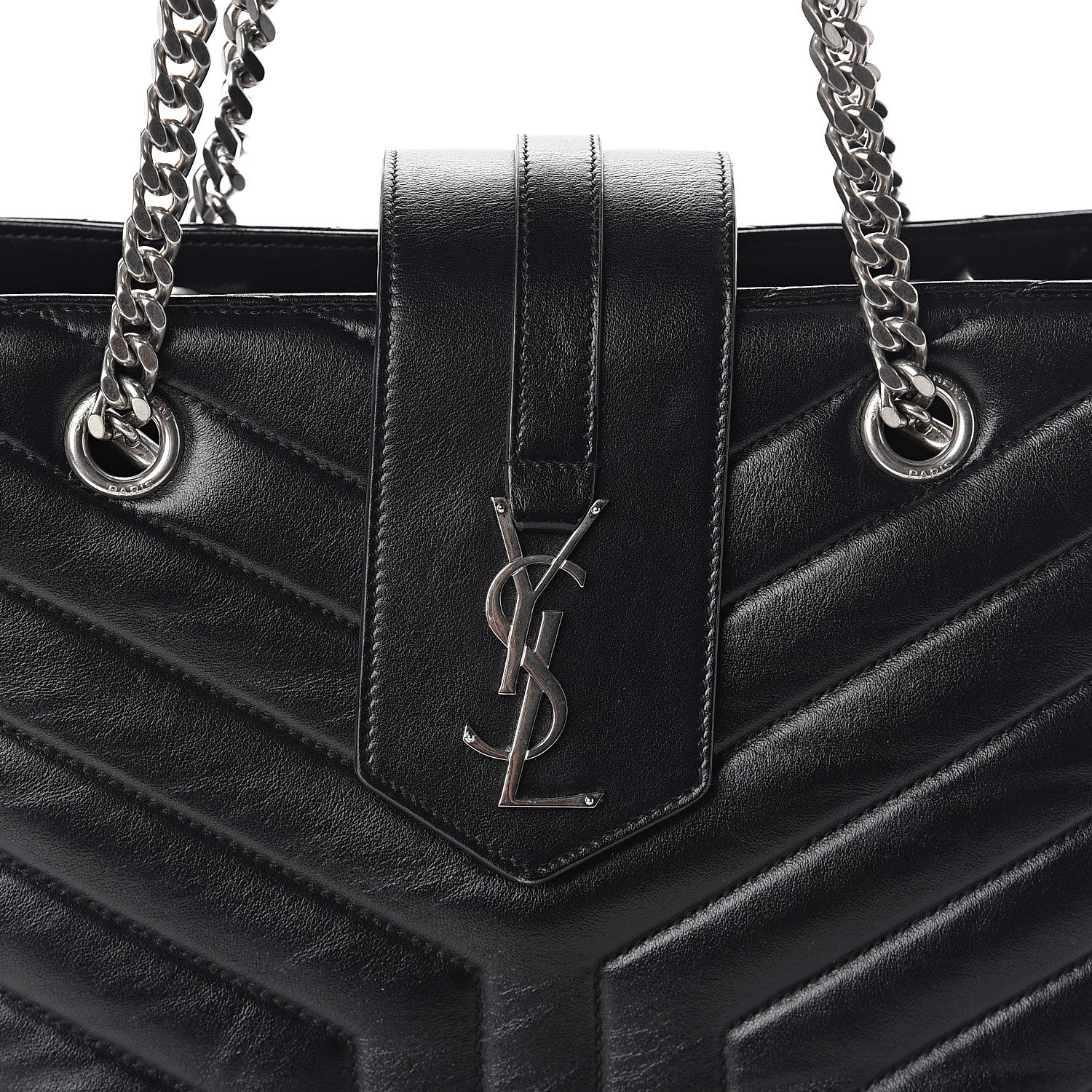 Saint Laurent Calfskin Y Quilted Monogram Large Loulou Shopper Black 6 of 8
